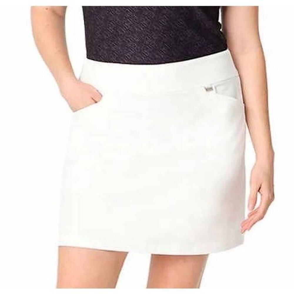 Greg Norman Women's White Poly/Spandex Golf Skirt w Center Back Slit & Briefs NE